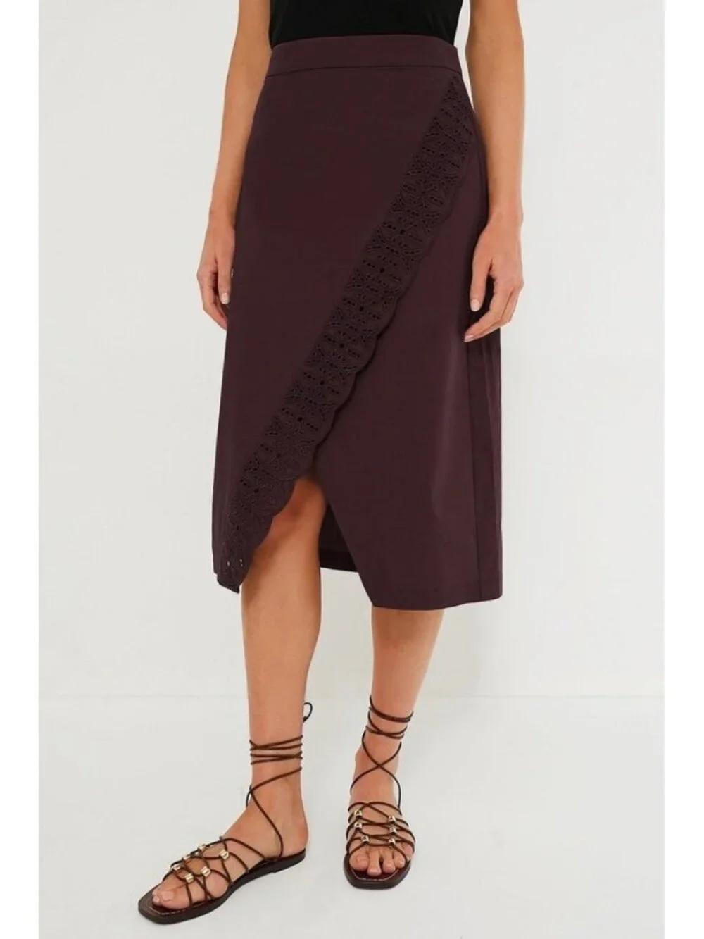 Last Call! New Tuckernuck Townes 100% Cotton Wrap Midi Skirt Brown 6 $228